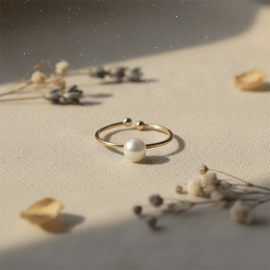 Elegant 9mm Natural White Freshwater Pearl Open Ring - DP Online