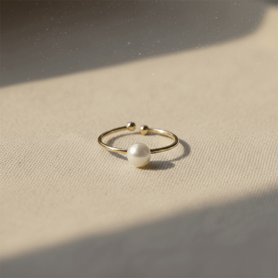 Elegant 9mm Natural White Freshwater Pearl Open Ring - DP Online