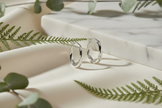 Elegant earring background with greenery