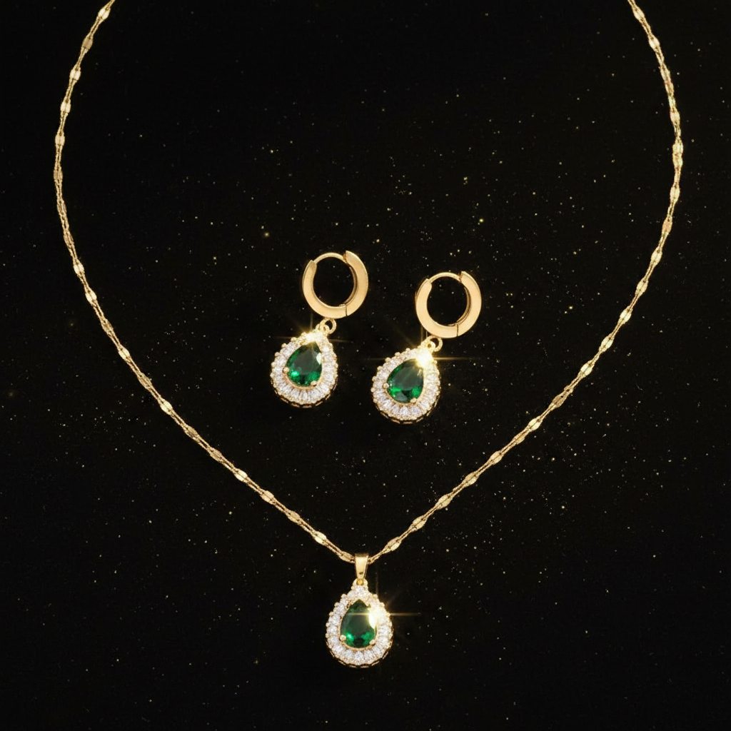Emerald CZ Set - V3 Flat Lay