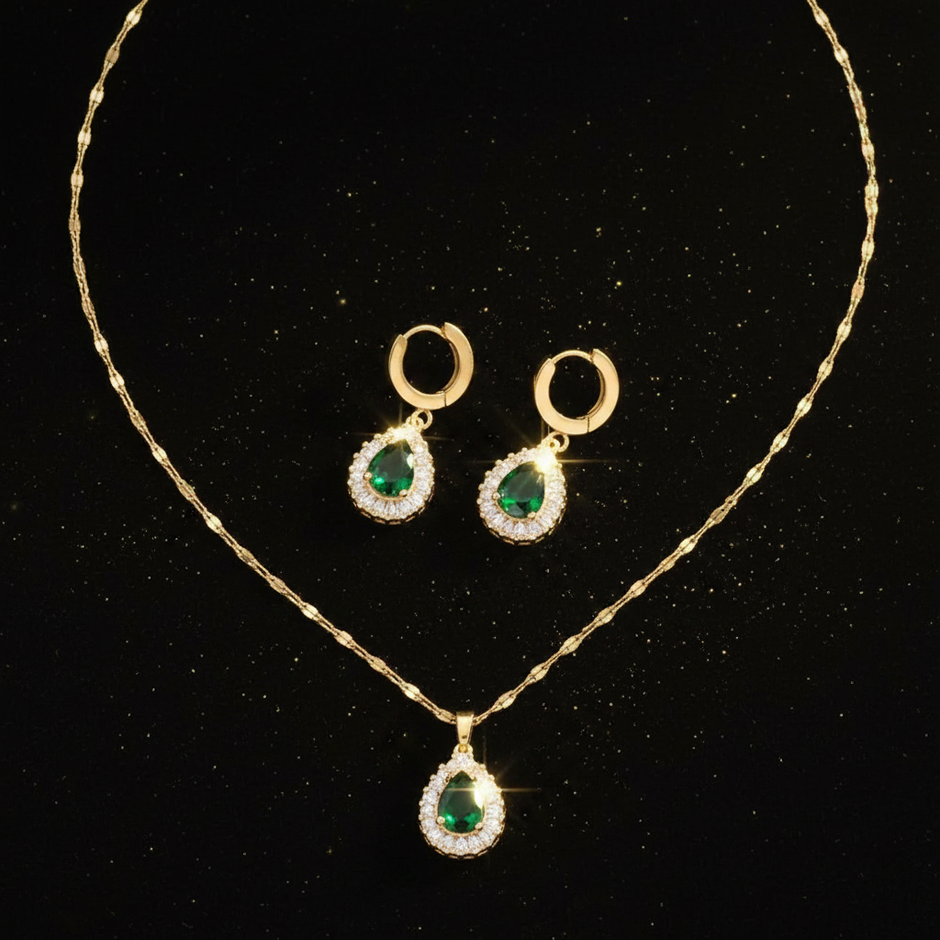 Emerald CZ Set - V3 Flat Lay