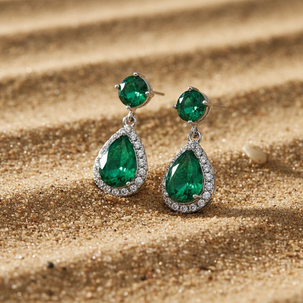 Emerald Dangle Earrings - Vibrant and Sparkling