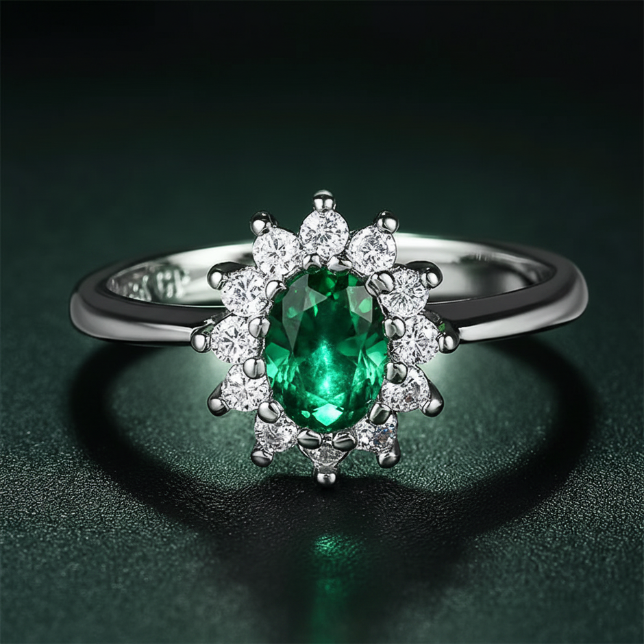 Emerald Halo Ring - Image 1