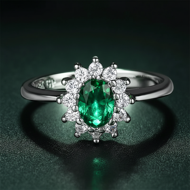 Emerald Halo Ring - Image 1