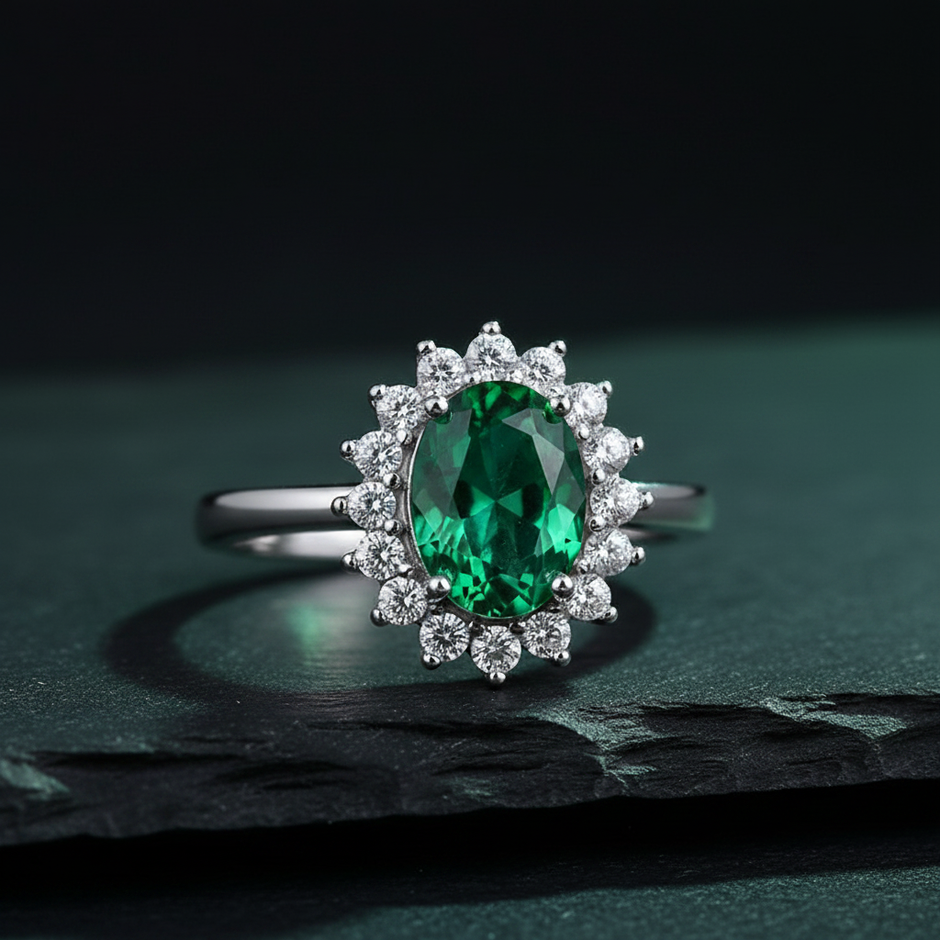 Emerald Halo Ring - Image 3