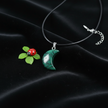 Emerald Marble Moon Pendant - Yellow Aventurine Cord Reference