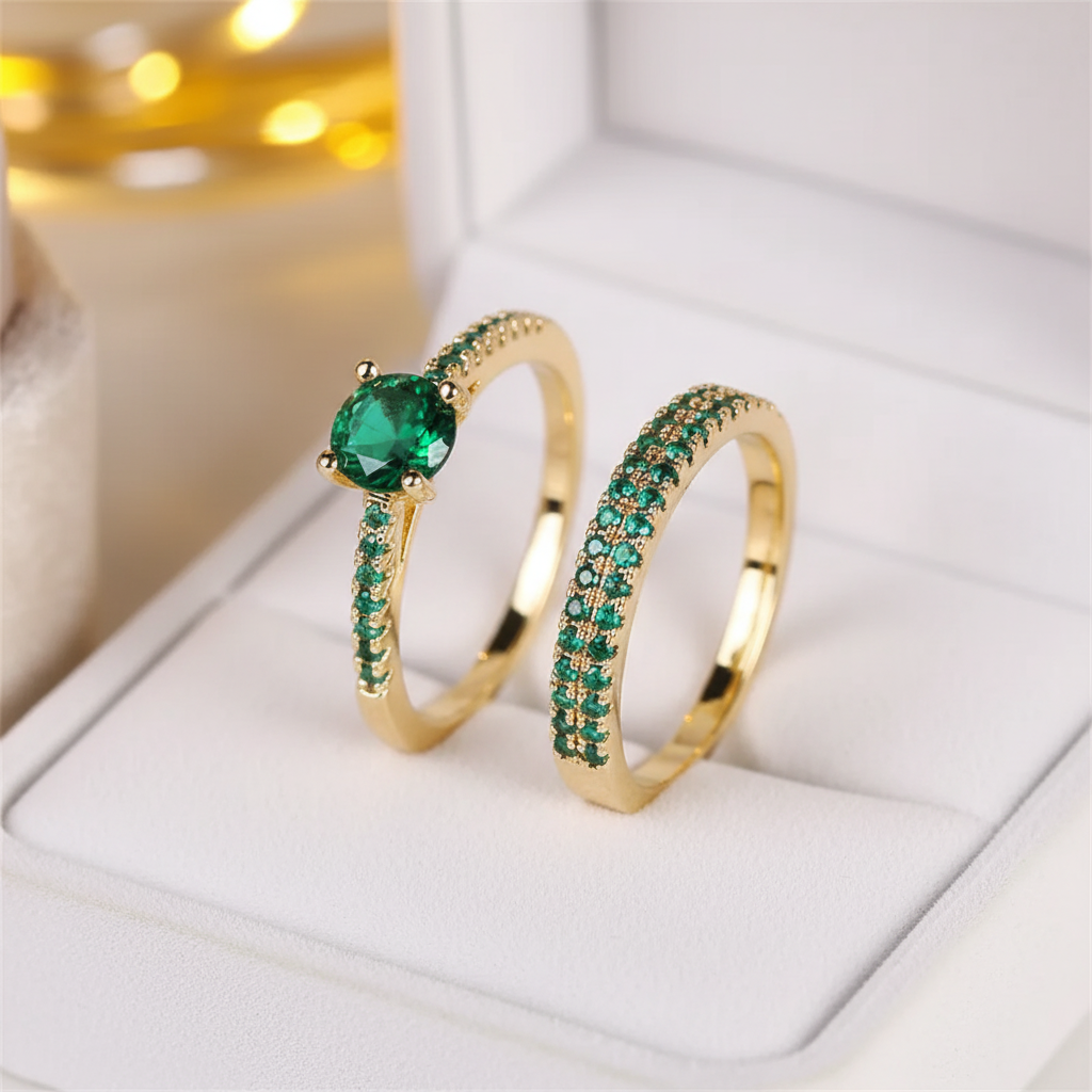 Emerald Ring Set - Gift Box All Green
