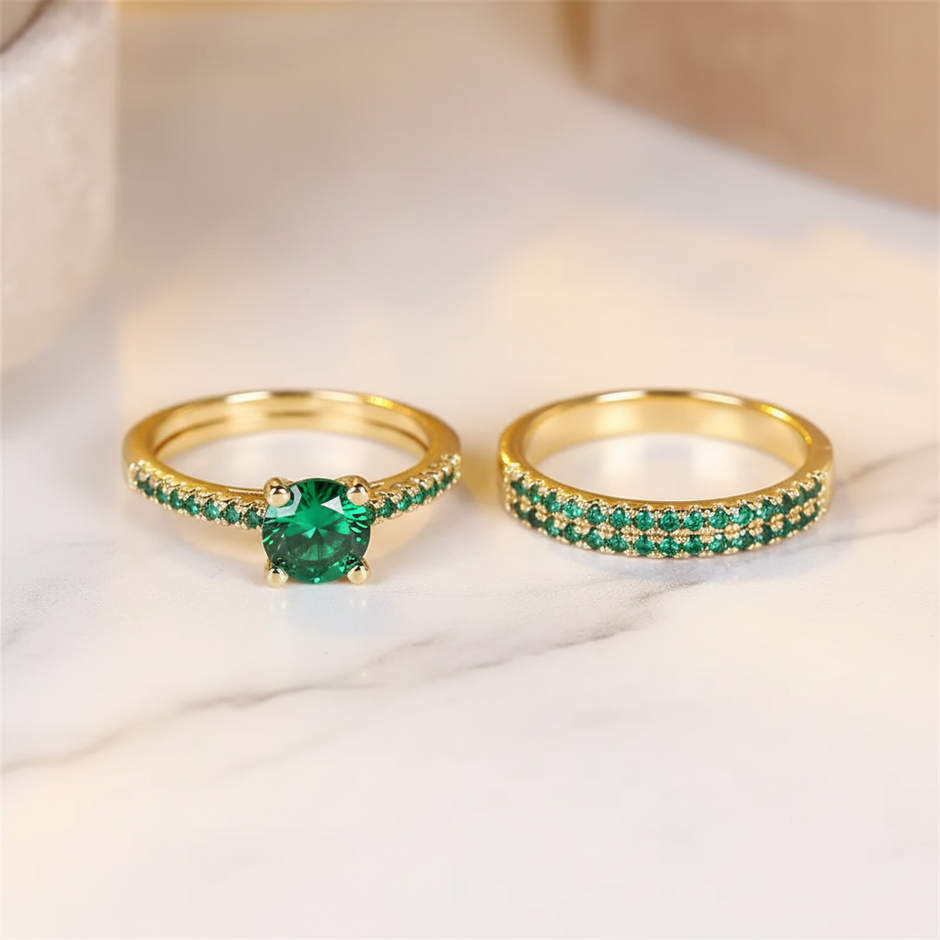 Emerald Ring Set - Vivid Marble