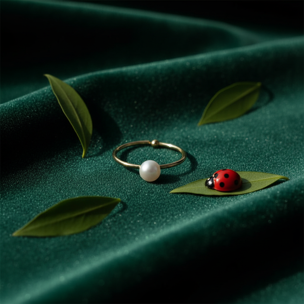 Emerald Velvet with Greenery and Ladybug