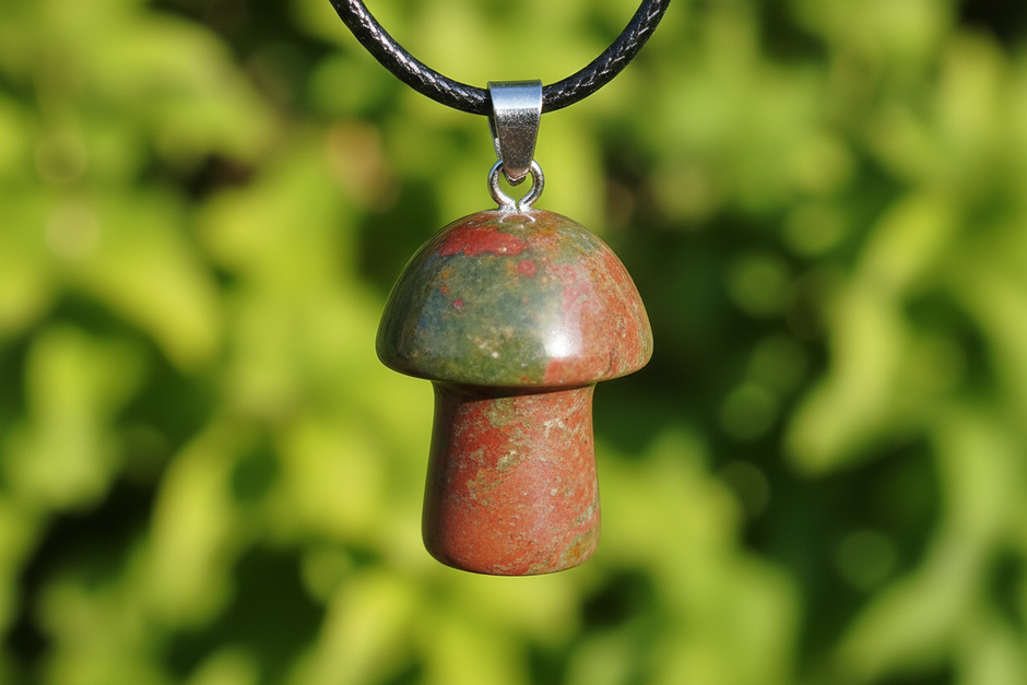 Fancy Jasper Mushroom Pendant – Greenery