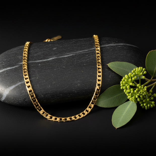 Flat Curb Chain — Botanical Elegance