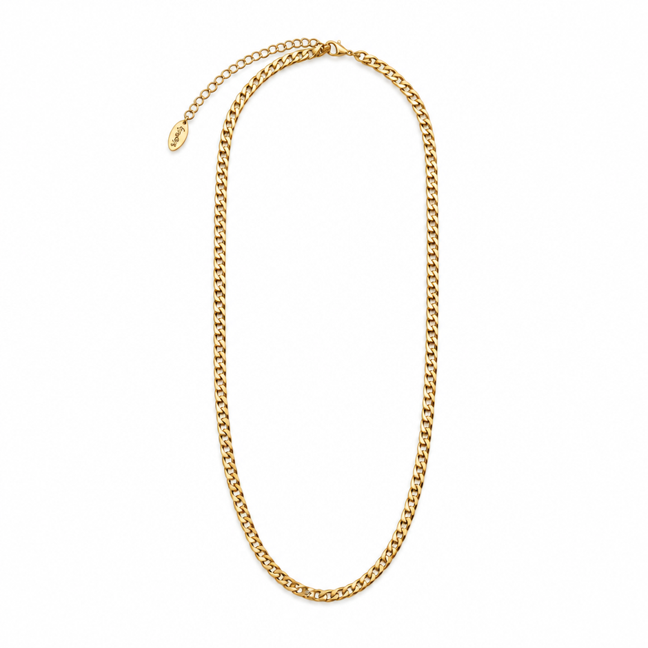 16" 40cm 14ct Gold Titanium Flat Link Curb Chain