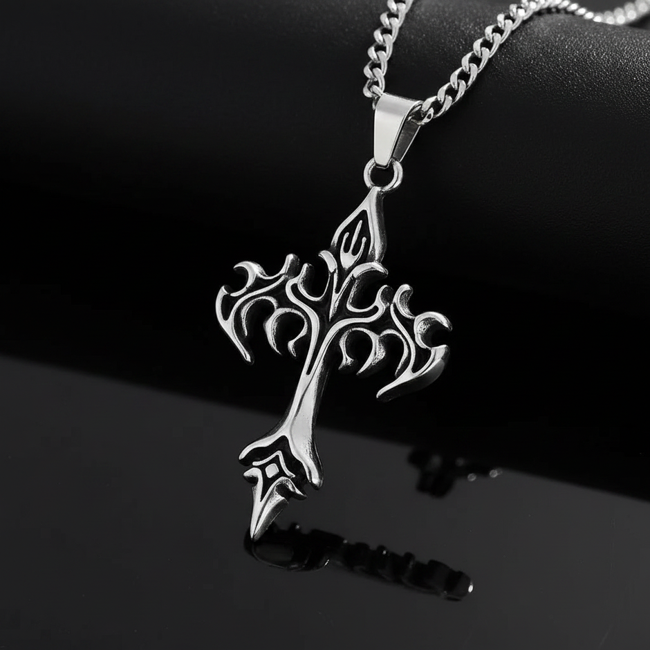 Fleur de Lis Flame Cross