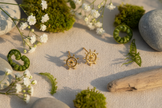 Fresh composition of 9ct gold ship wheel earrings