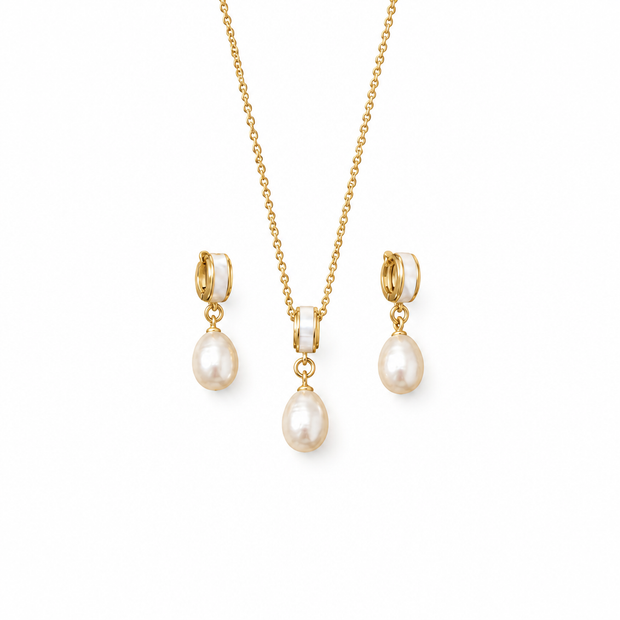 Freshwater pearl set on white, photo 2