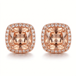 18ct Gold 1ct Champagne Moissanite Square Stud Earrings