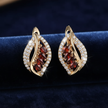 Garnet Leaf Earrings - Navy Clean