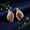 Garnet Leaf Earrings - Navy Dust Greenery