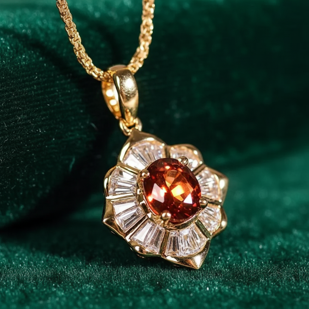 Garnet Pendant — Clean Emerald Velvet