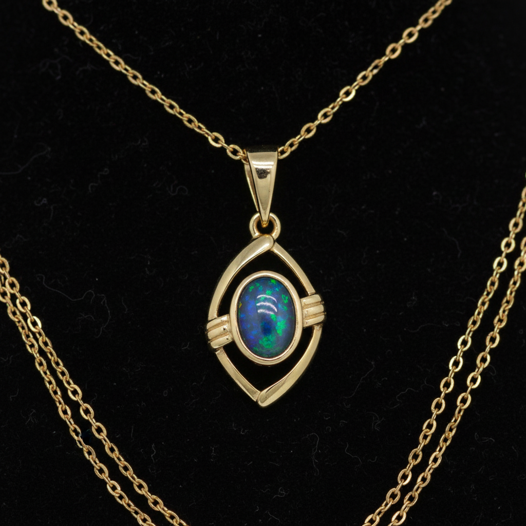 Gold Black Opal Pendant – V1 Redo