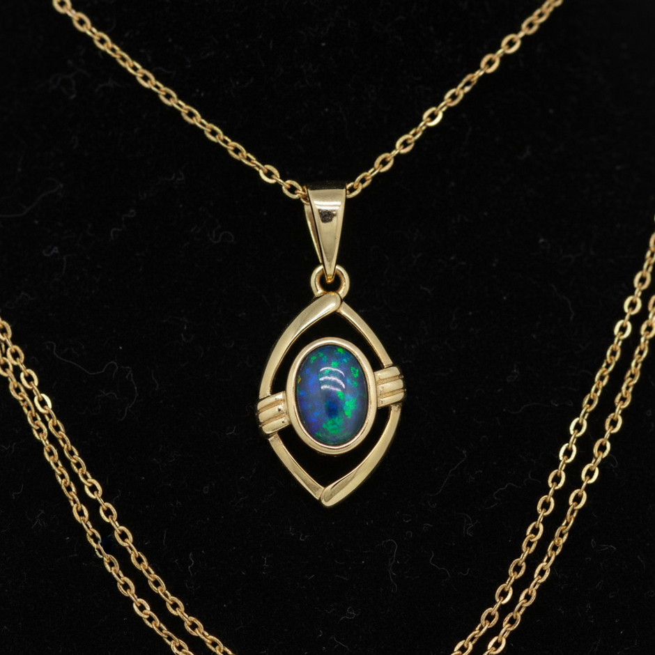 Gold Black Opal Pendant – V1 Redo