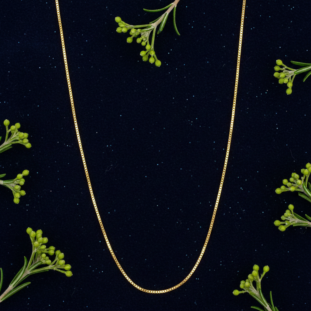 Gold Box Chain - Navy Flat Greenery
