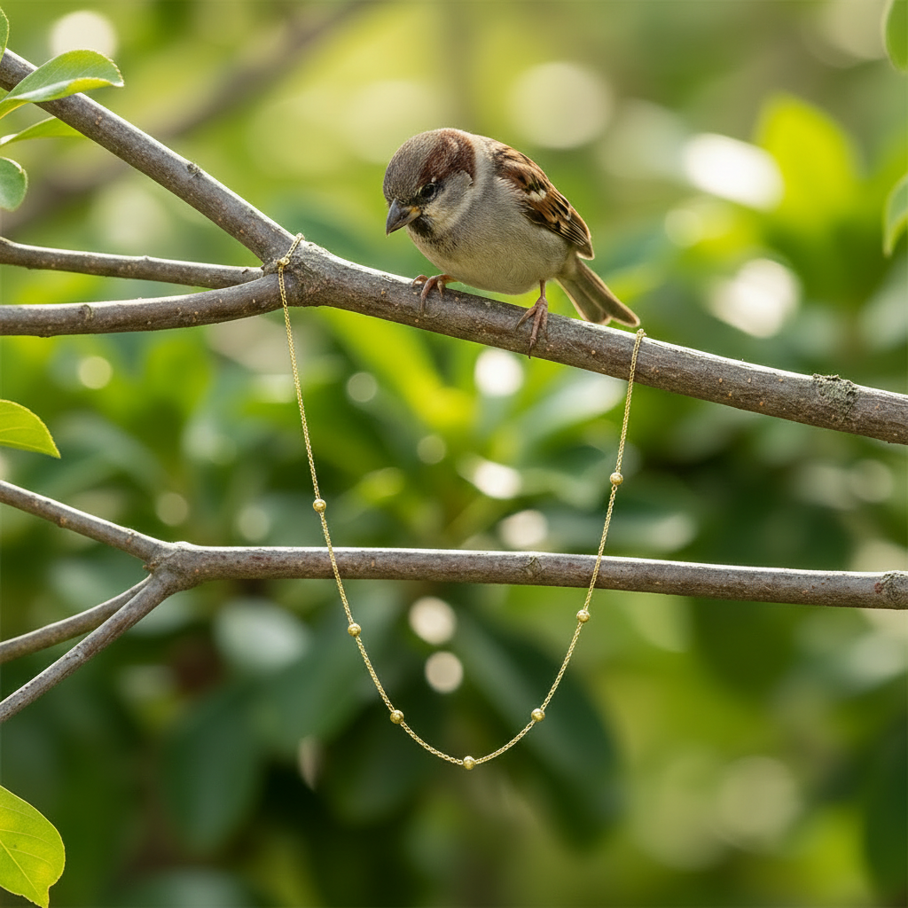 Gold chain enhanced with sparrow