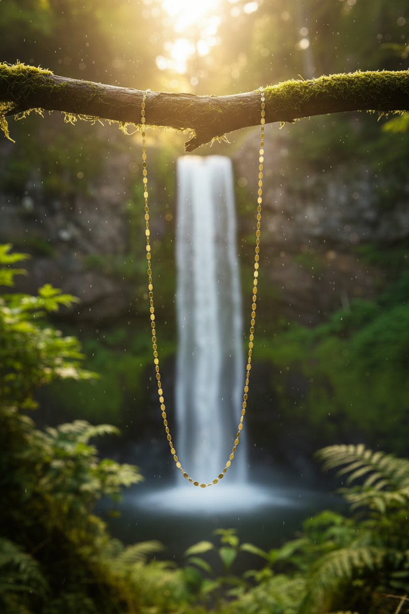 Gold chain realistic sparkle reduced