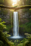 Gold chain with lizard on branch