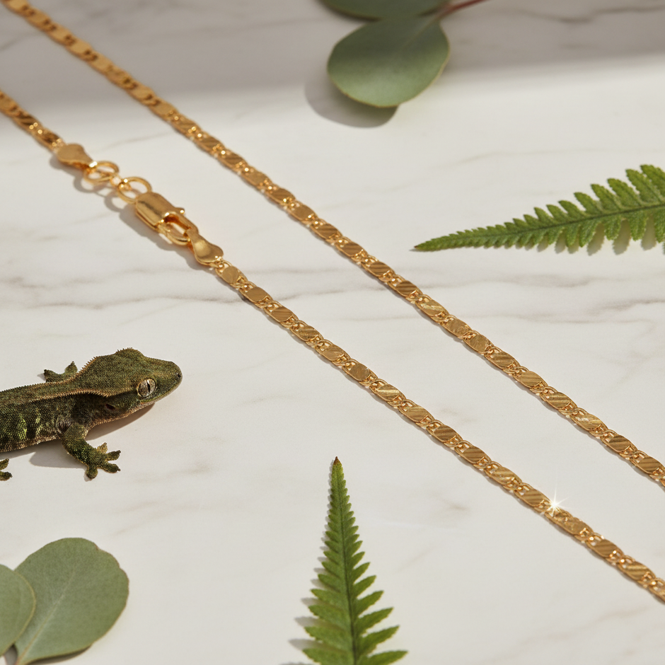 Gold Chain with Lizard on Left