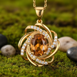 Gold Citrine Pendant Detail - Zoomed In