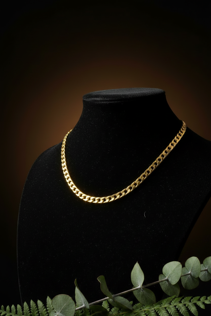 Gold Curb Chain - Image 1 with Greenery