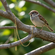 Gold curb chain with sparrow