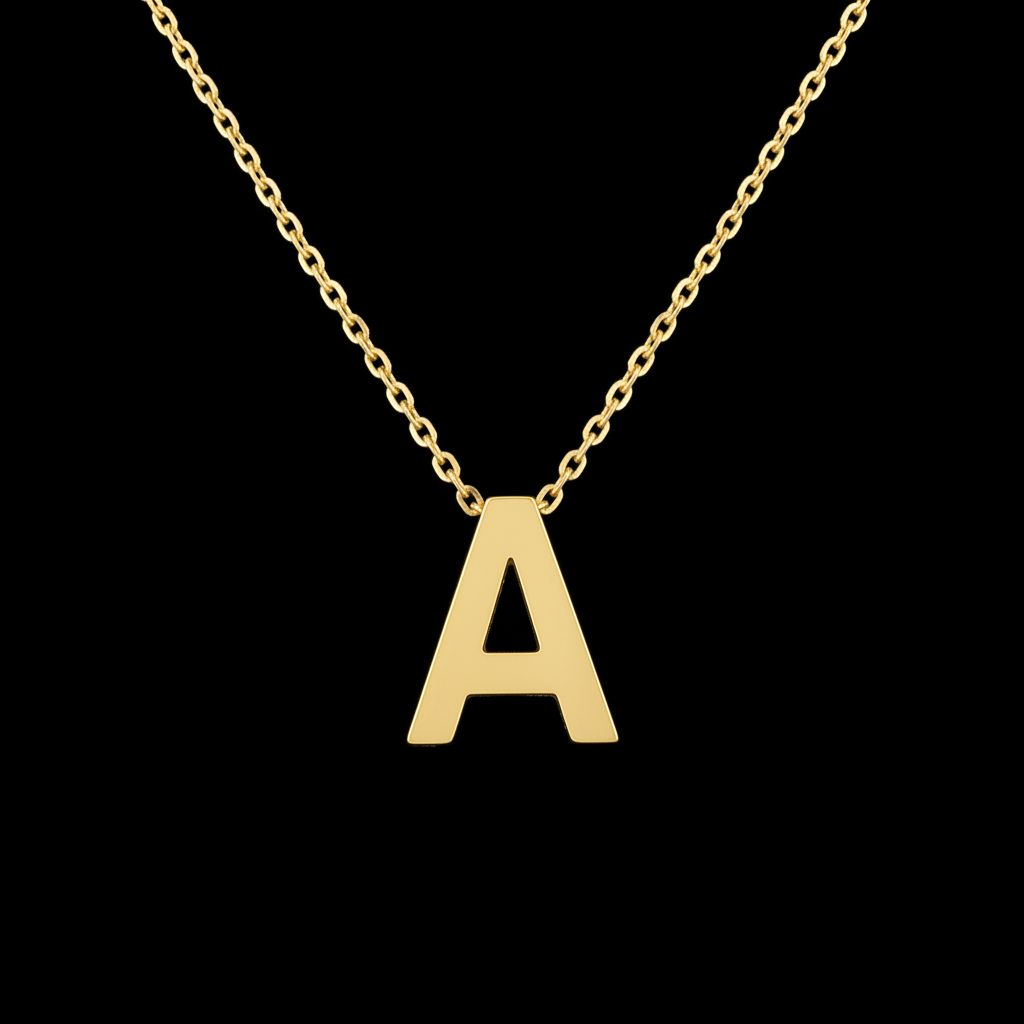 Gold Initial Letter A Necklace