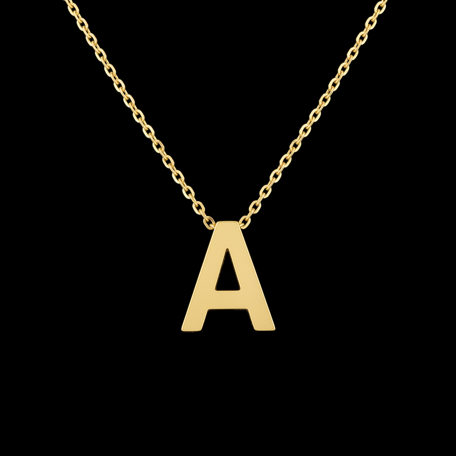 Gold Initial Letter A Necklace