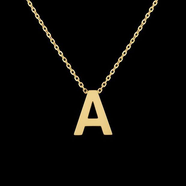 Gold Initial Letter A Necklace