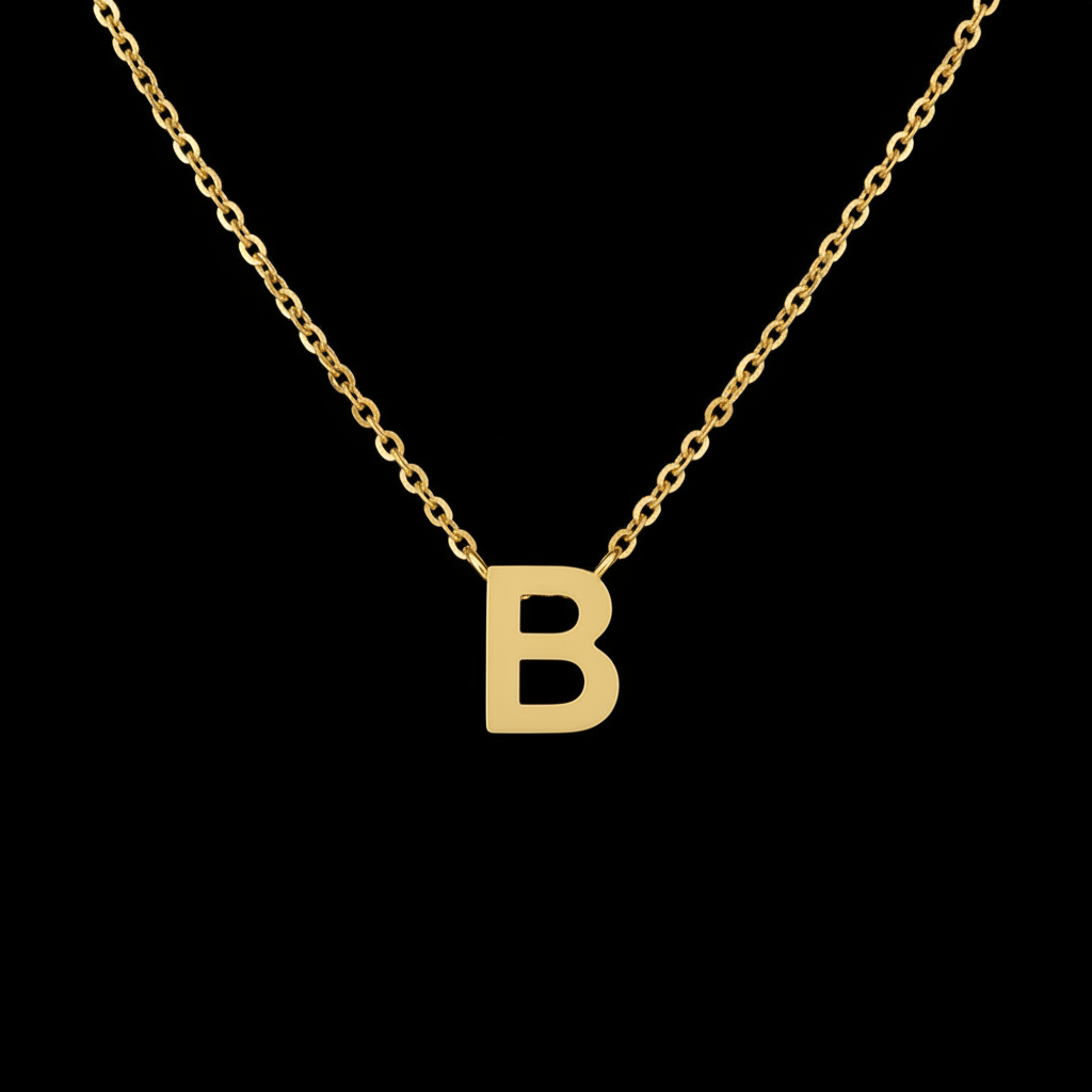 Gold Initial Letter B Necklace
