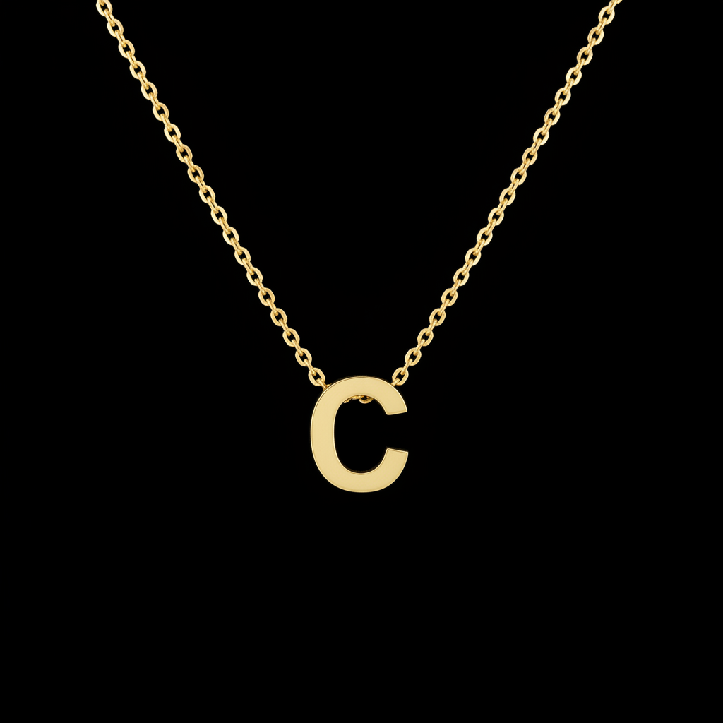 Gold Initial Letter C Necklace