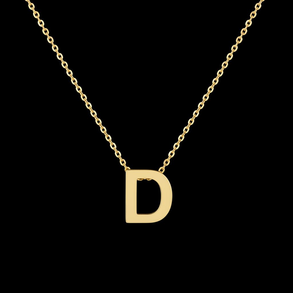 Gold Initial Letter D Necklace