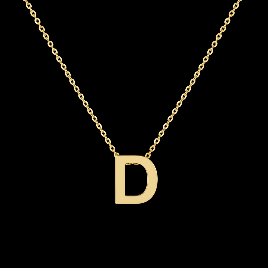 Gold Initial Letter D Necklace