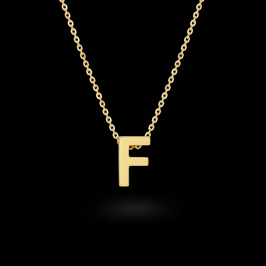 Gold Initial Letter F Necklace