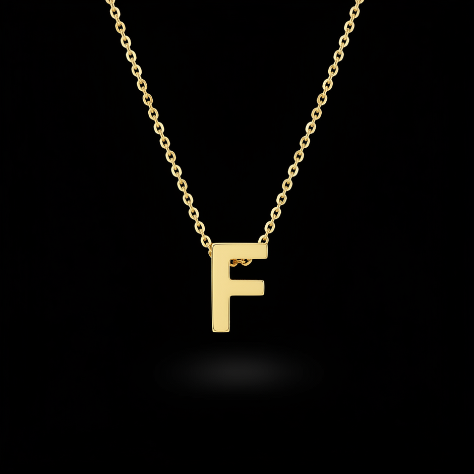 Gold Initial Letter F Necklace