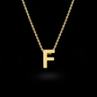 Gold Initial Letter F Necklace