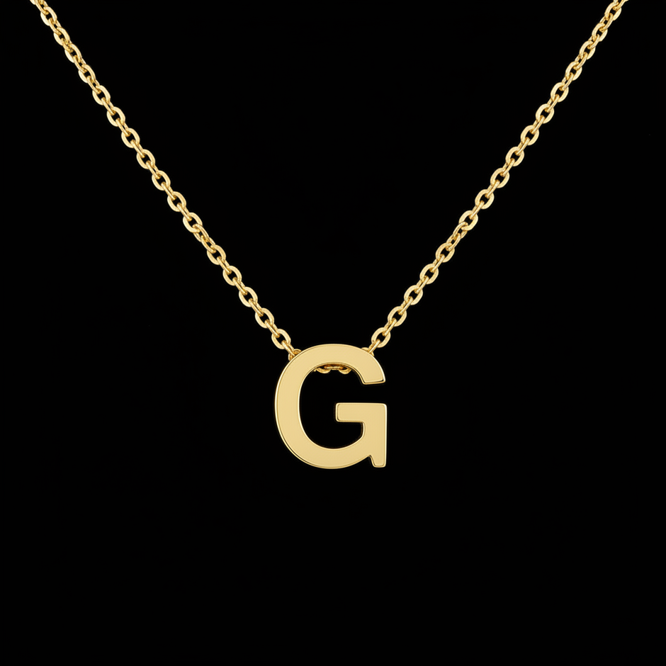 Gold Initial Letter G Necklace