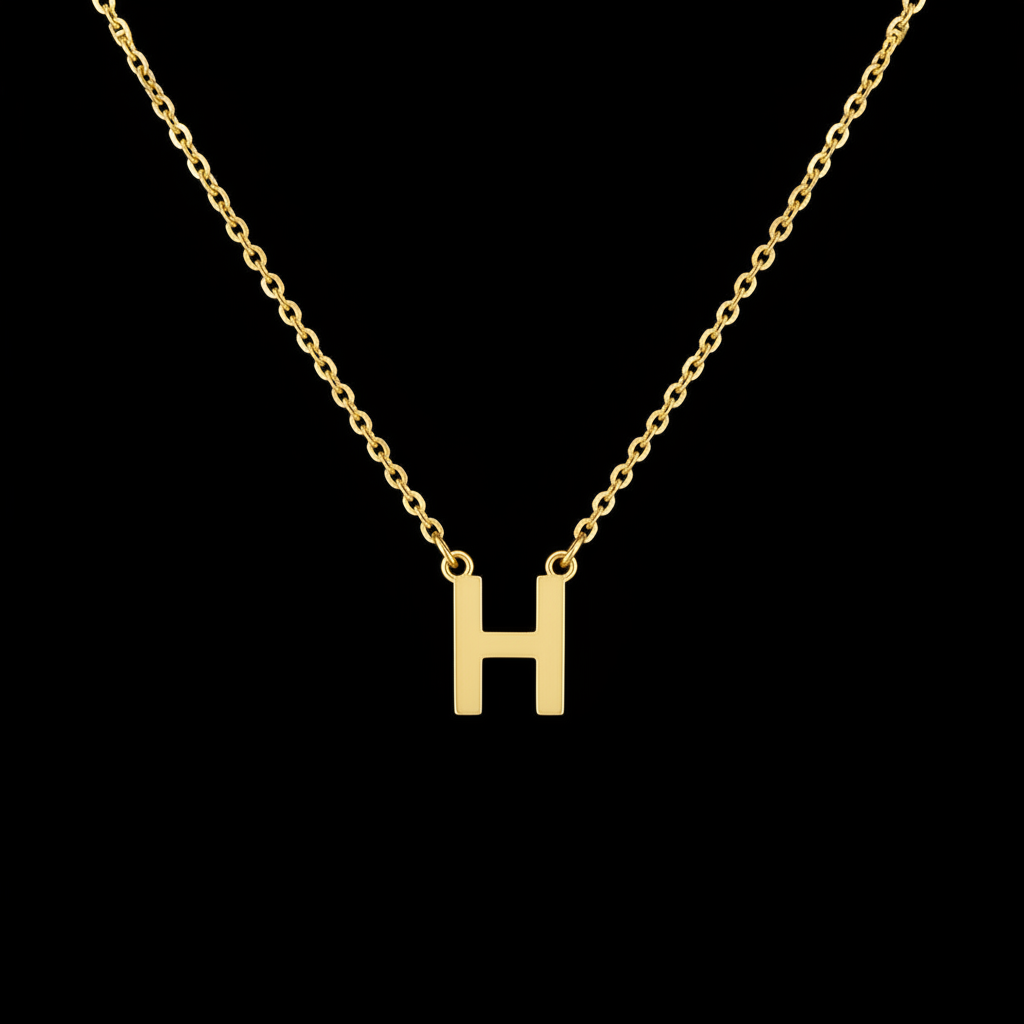 Gold Initial Letter H Necklace