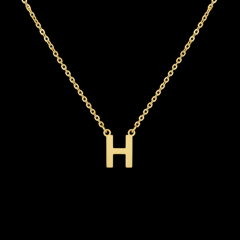 Gold Initial Letter H Necklace