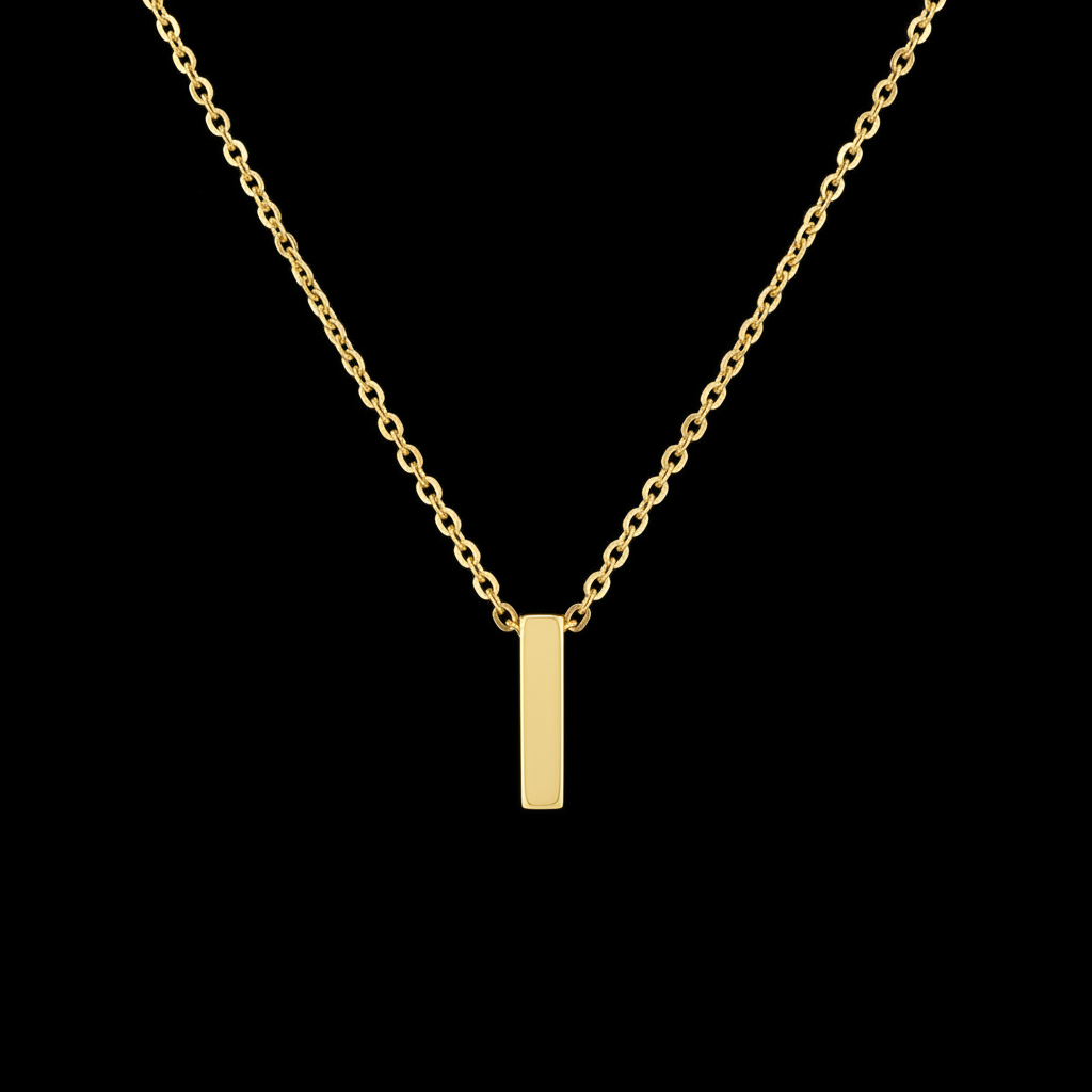 Gold Initial Letter I Necklace