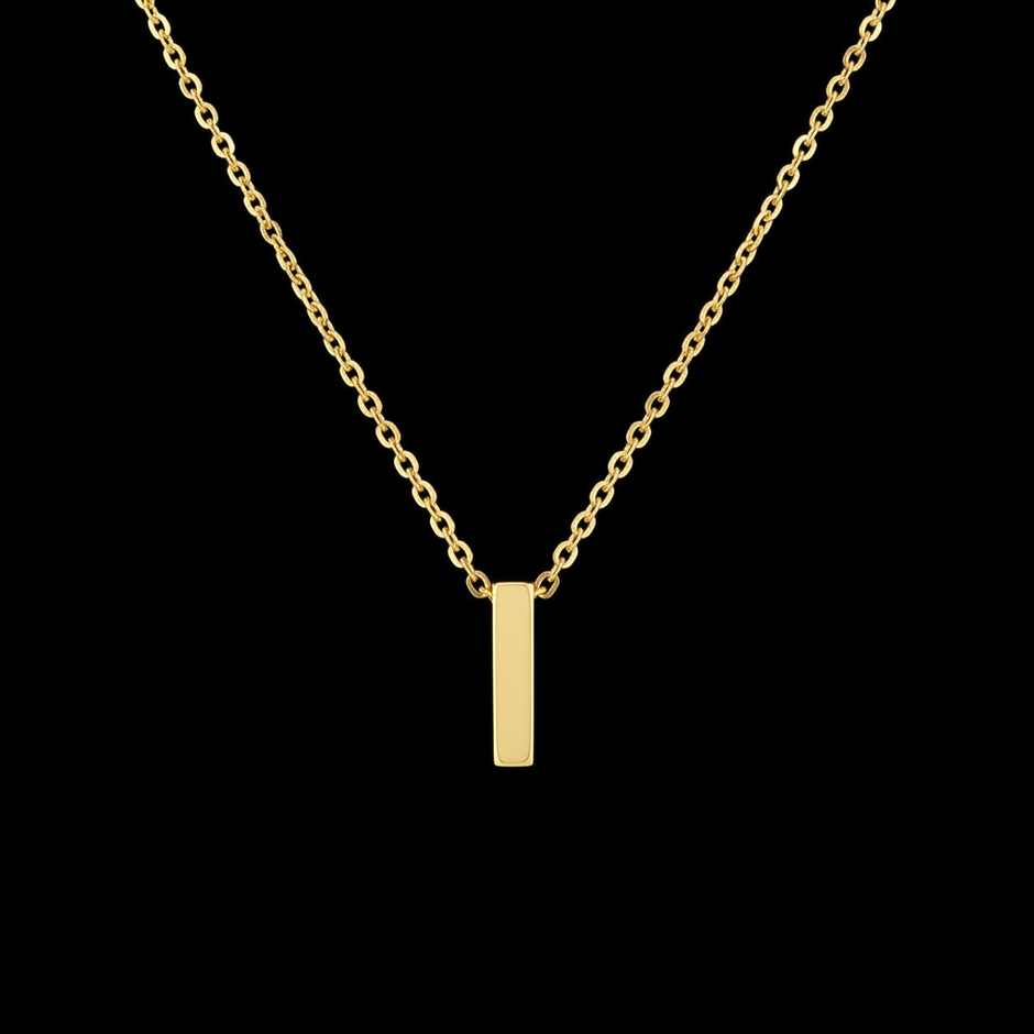 Gold Initial Letter I Necklace