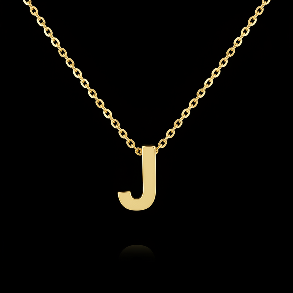 Gold Initial Letter J Necklace