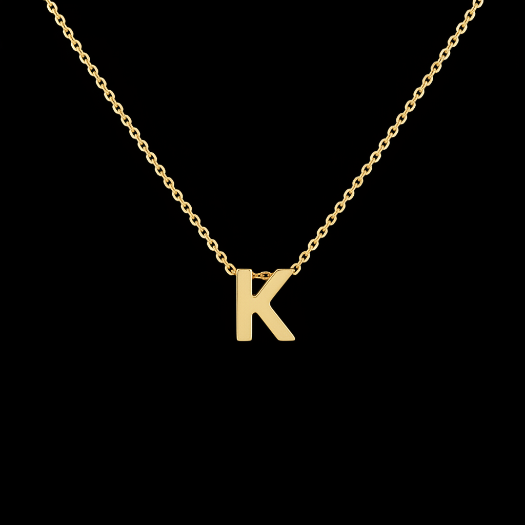Gold Initial Letter K Necklace